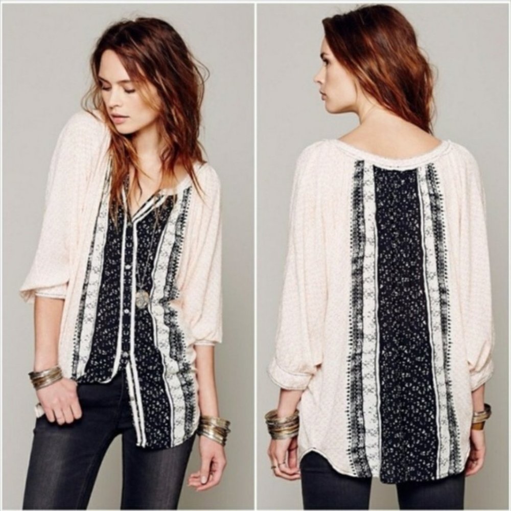 Free People Days of Romance Peasant Blouse Ivory
